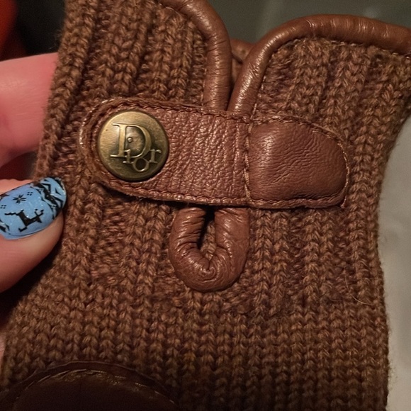 Christian Dior Vintage Brown Wool Nylon Leather Driving Gloves OS - Picture 11 of 16